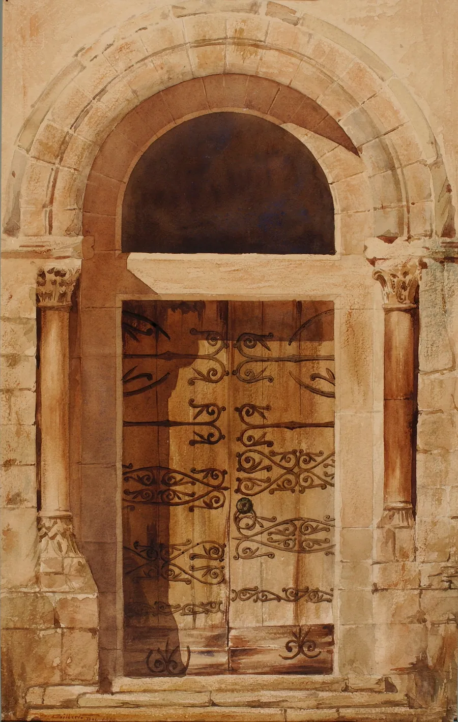 Portal of Church of Nervy St. Sepulchre (facsimile copy of a drawing by E. Viollet Le Duc in Hotel De Cluny) by Cass Gilbert, born Zanesville, OH 1858-died Brockenhurst, England 1934