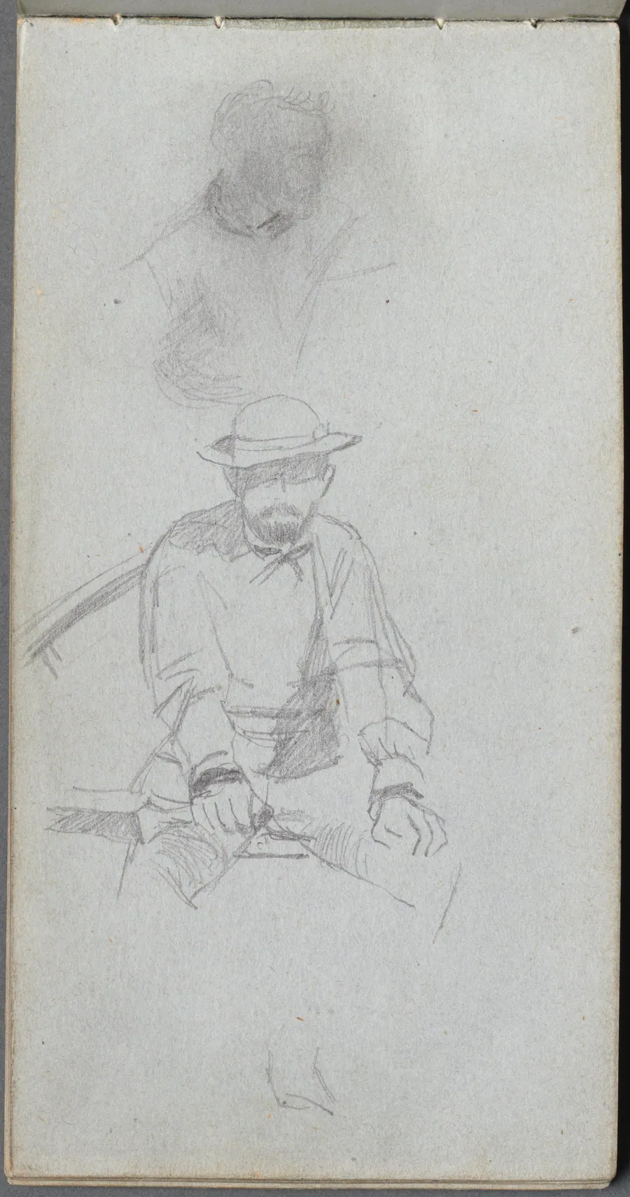 Sketchbook, page 30: Seated Male Figure and Figure in Profile by Ernest Meissonier