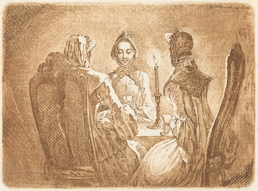 The Card Game (Der kleine l'Hombre Tisch) by Daniel Nikolaus Chodowiecki