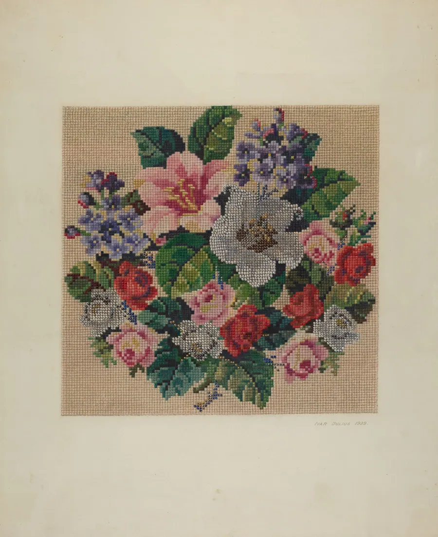 Gros Point Needlework - Flowers by Ivar Julius