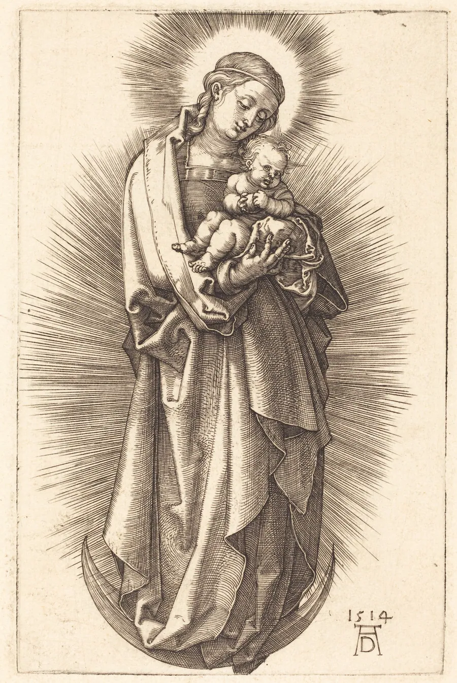 The Virgin and Child on a Crescent with a Diadem by Albrecht Dürer