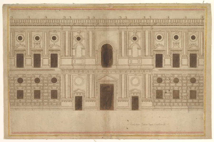Study for the West Façade of the Palace of Charles V, The Alhambra, Granada by Juan de Orea