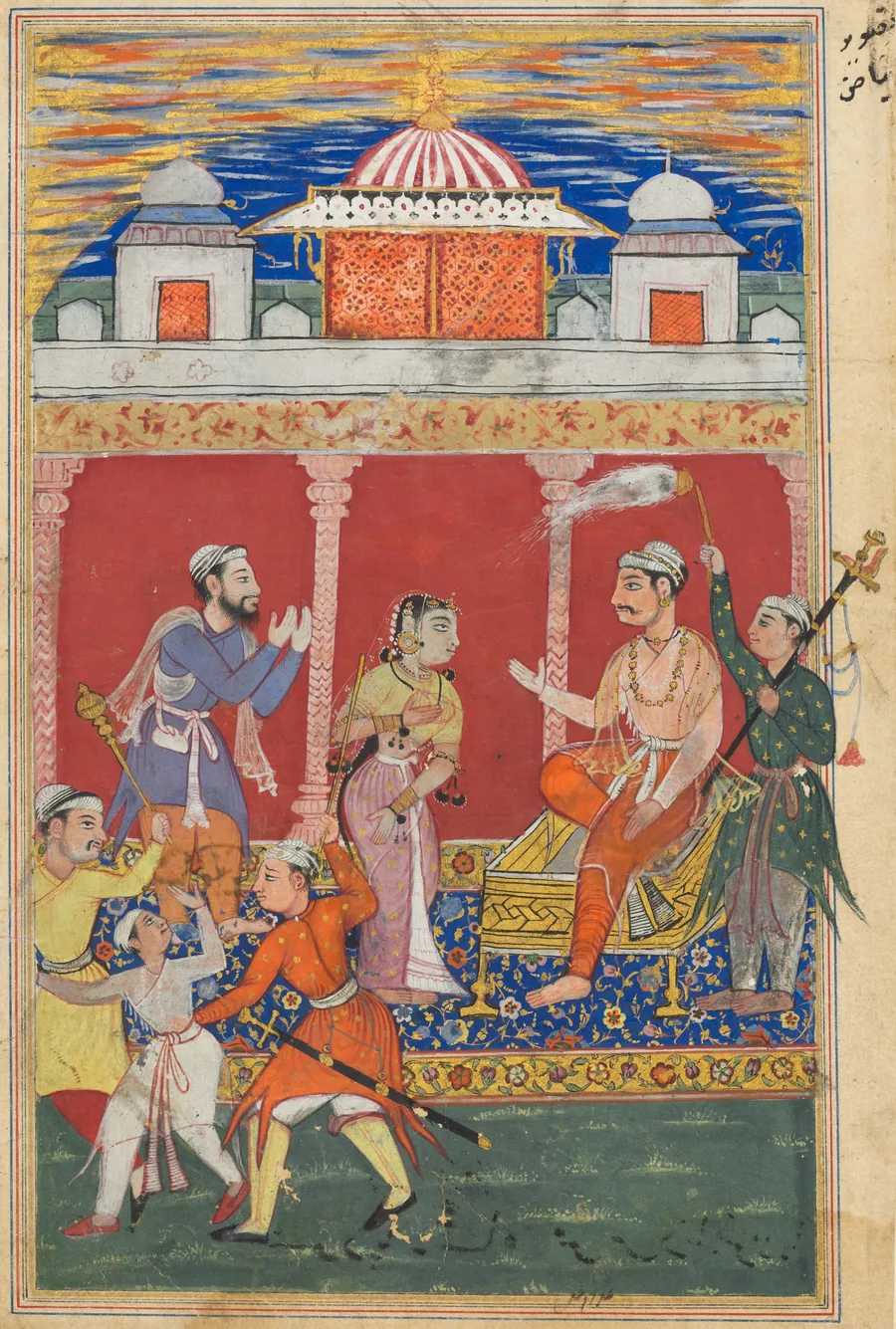 The prince’s ordeal continues, he is ordered away to be executed for the fifth time, from a Tuti-nama (Tales of a Parrot): Eighth Night by Ghulam 'Ali