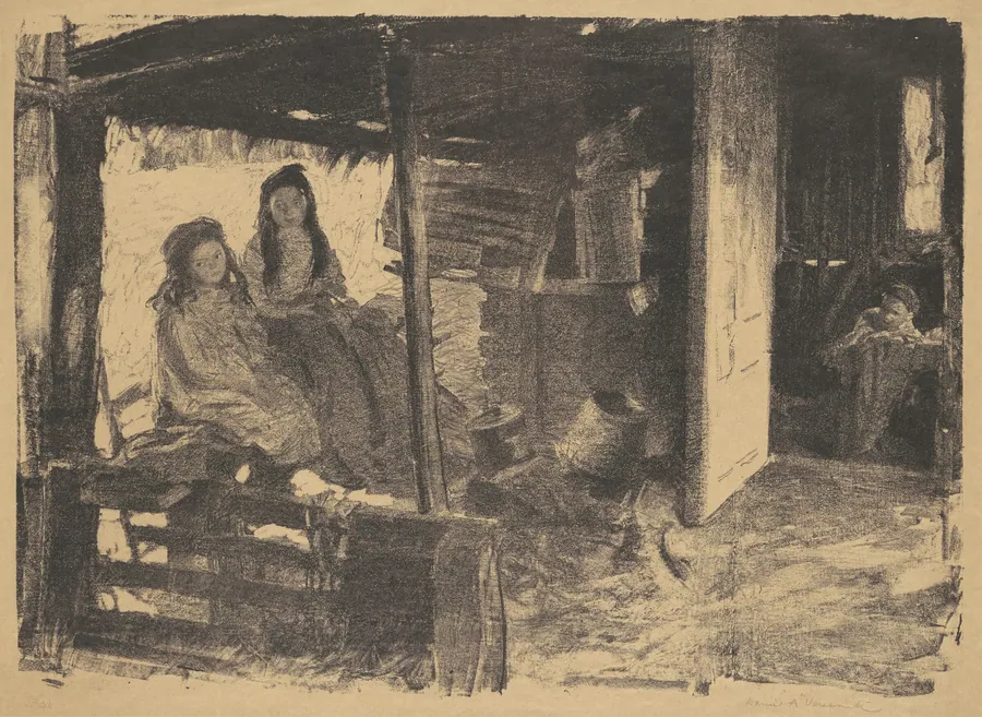 Untitled (2 girls in a barn) by Daniel Albert Veresmith