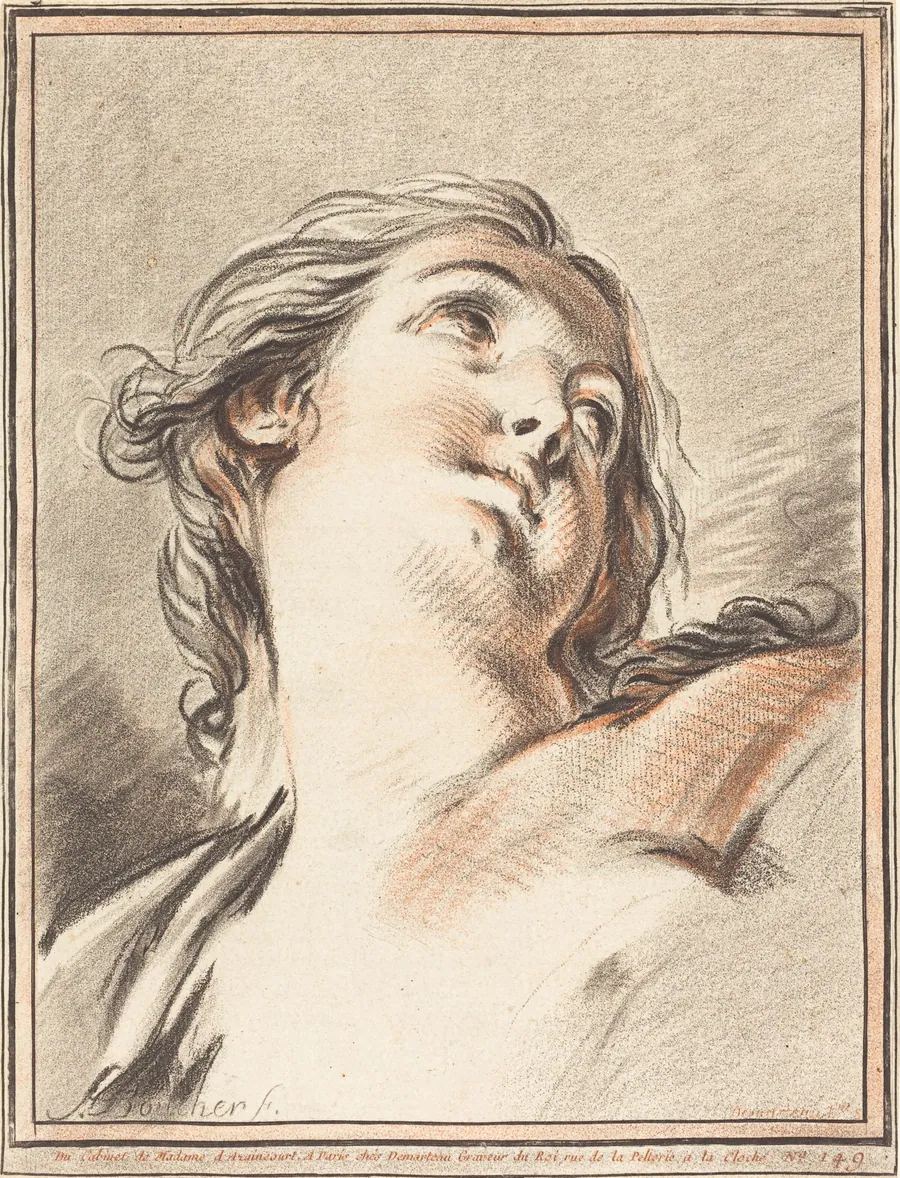Head of a Woman Looking Up by Gilles Demarteau the Elder