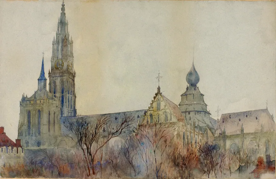 Antwerp Cathedral by Cass Gilbert, born Zanesville, OH 1858-died Brockenhurst, England 1934