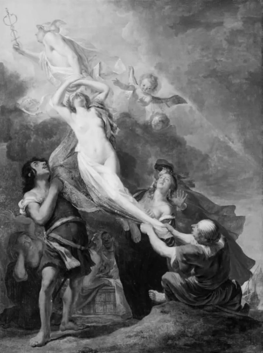 "Il Contento". Merkur fører gudinden Contento bort fra jorden by Nicolaus Knüpfer