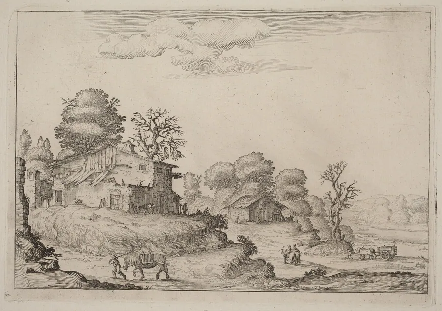 Rustic Landscape with Peasants and Horses by Ercole Bazicaluva