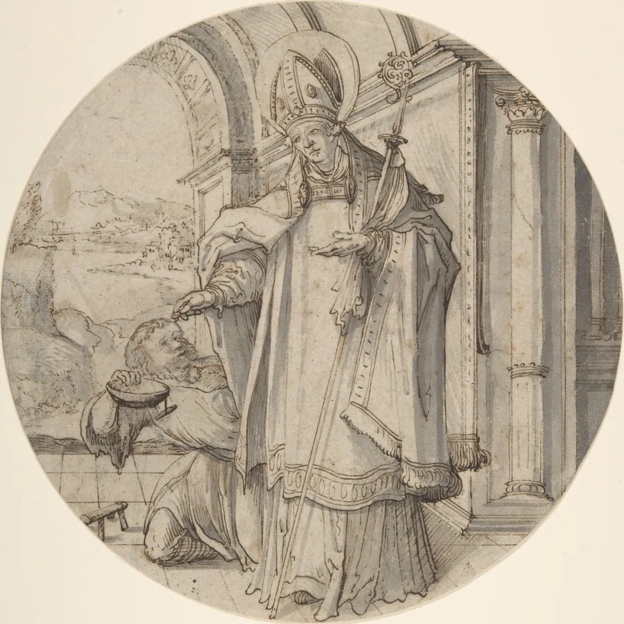 Saintly Prelate Distributing Alms by Christoph Amberger