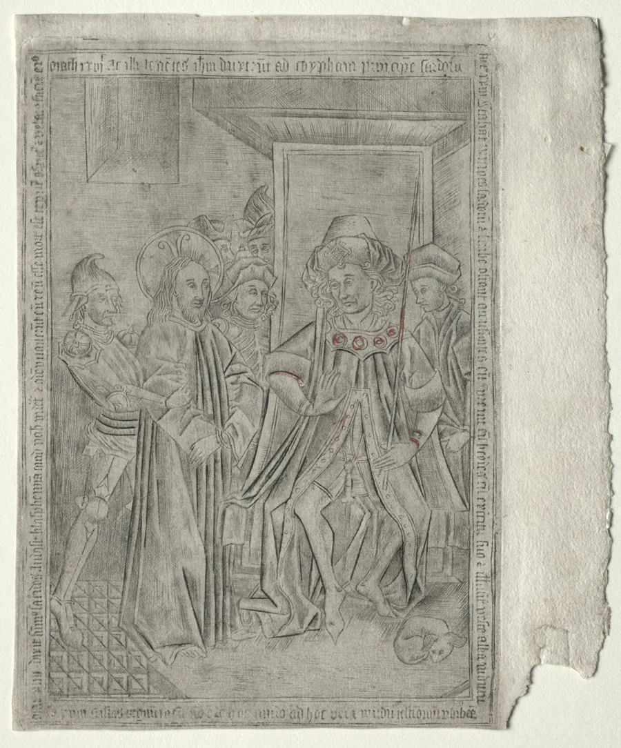 The Passion:  Christ before Caiaphas by Master of the Banderoles