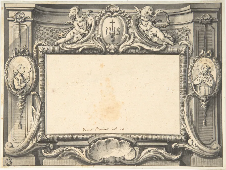 Design for a Frontispiece Surmounted by the Sacred Monogram IHS by François Boucher