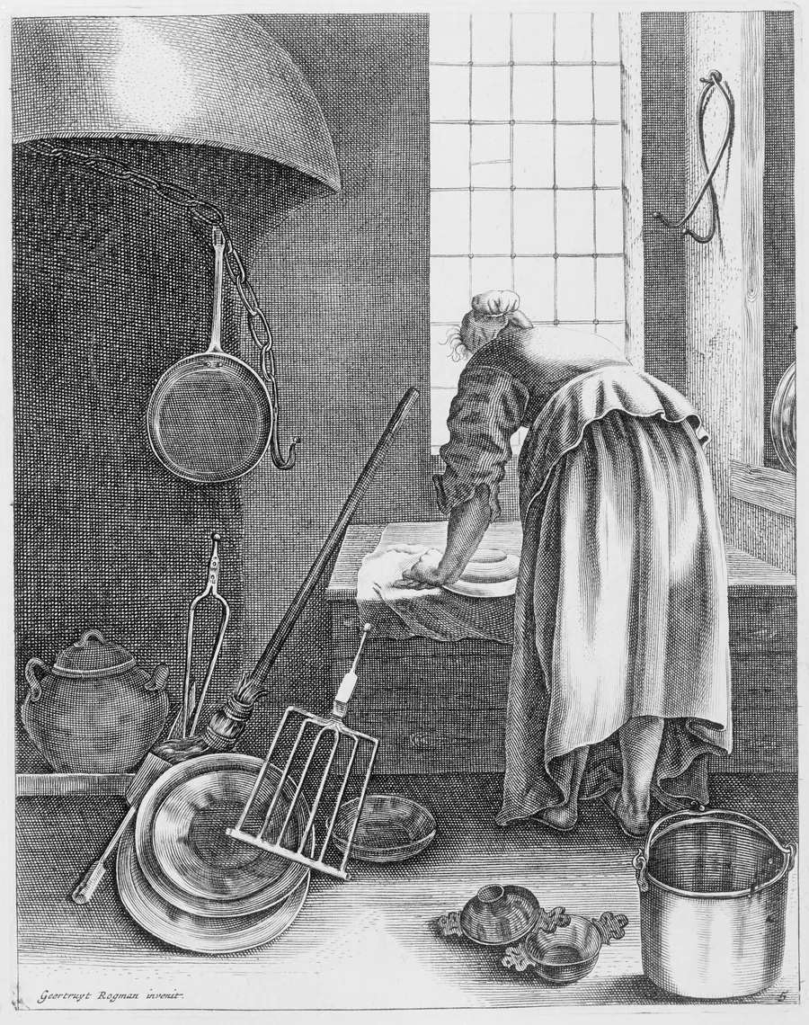 A Woman Doing Housework, Plate 5 from "Five Feminine Occupations" by Geertruydt Roghman