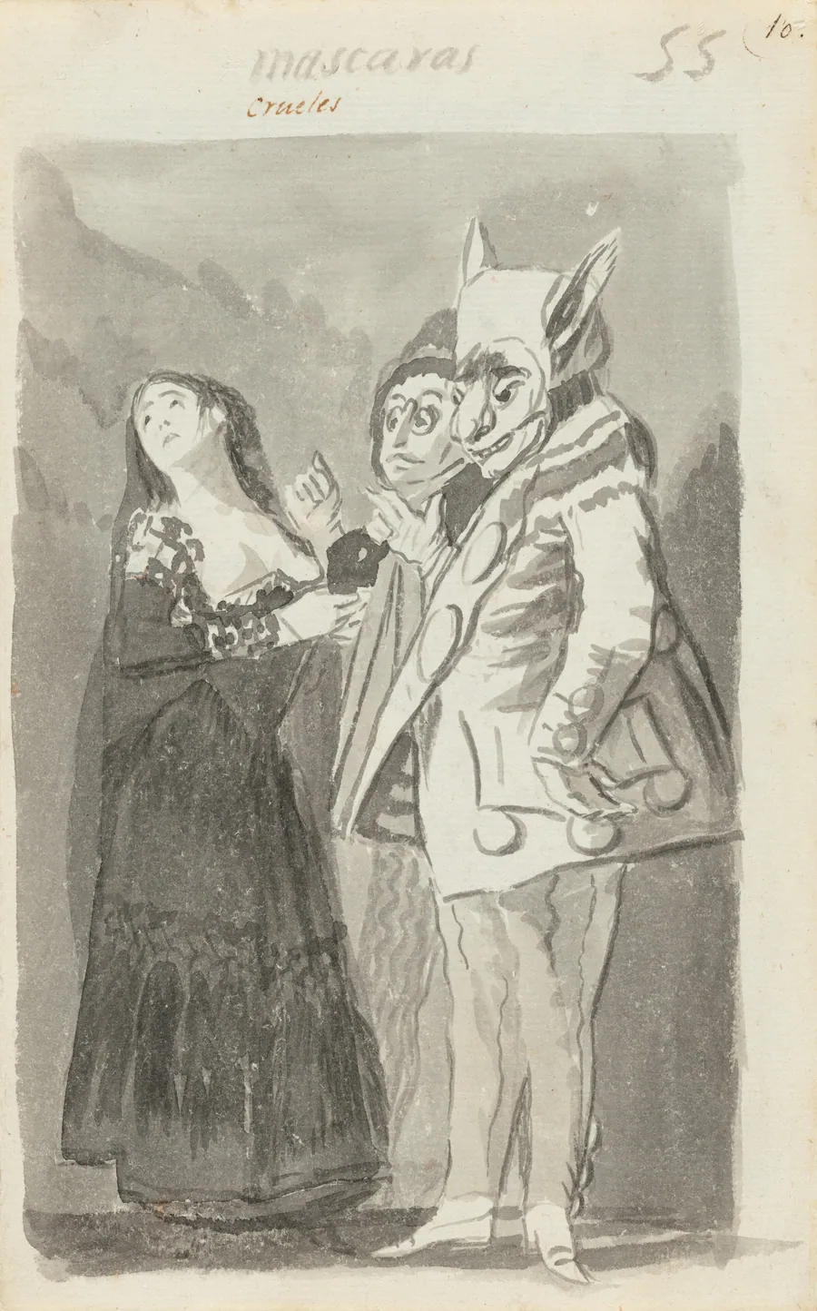 Mascaras crueles (Cruel Masks) [recto] by Francisco Goya