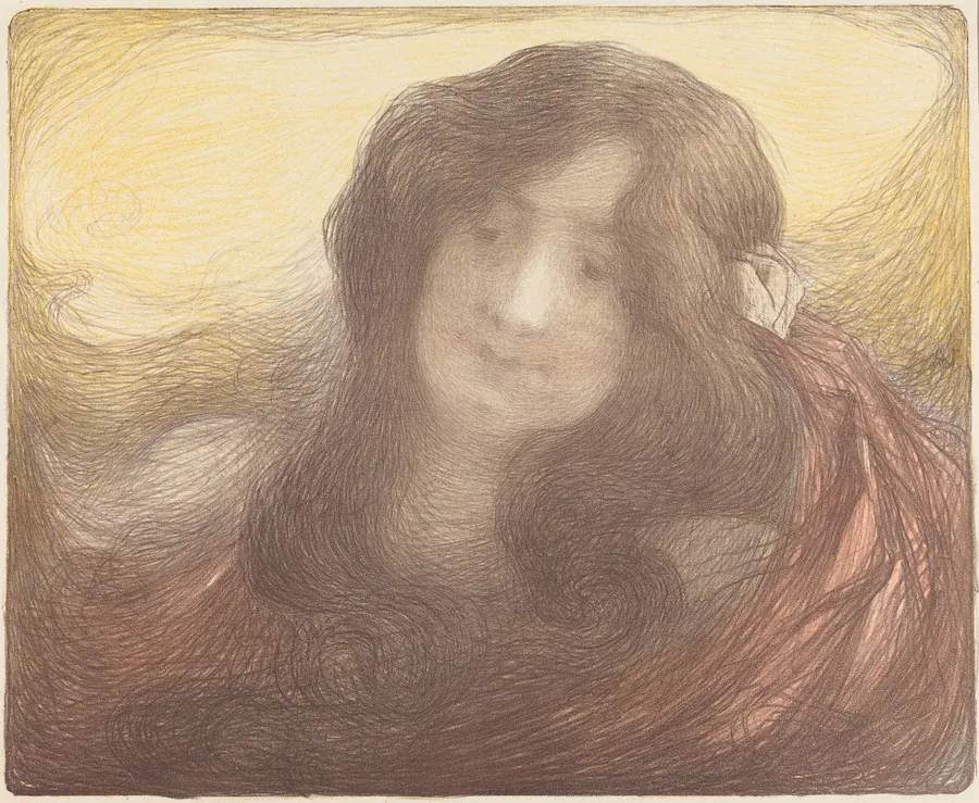 Young Woman with Long Hair by Edmond Aman-Jean