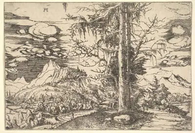 Landscape with a Double Spruce