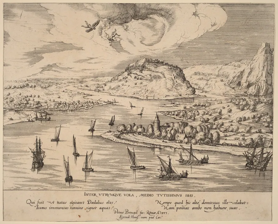 River Landscape with the Fall of Icarus by Simon Novellanus
