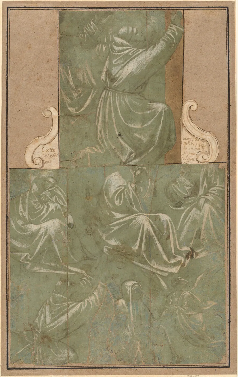 Studies of Saint Francis Kneeling and Other Figures by Florentine 15th Century