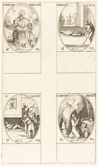 St. Mary of Mont Carmel; St. Raineldis; St. Alexis; St. Arnold of Metz