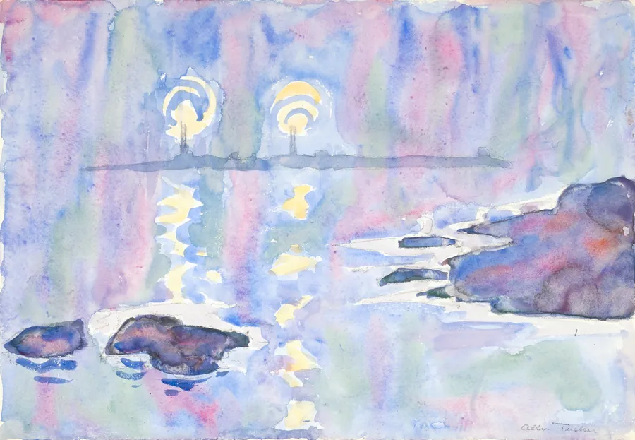 Watercolor no. 73, Blue and Lavender by Allen Tucker, born Brooklyn, NY 1866-died New York City 1939