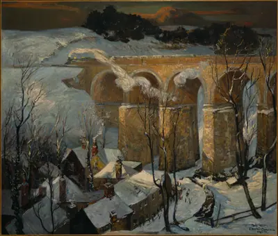 The Great Western Railway Viaduct, St. Austell, Under the Snow - St. Ives