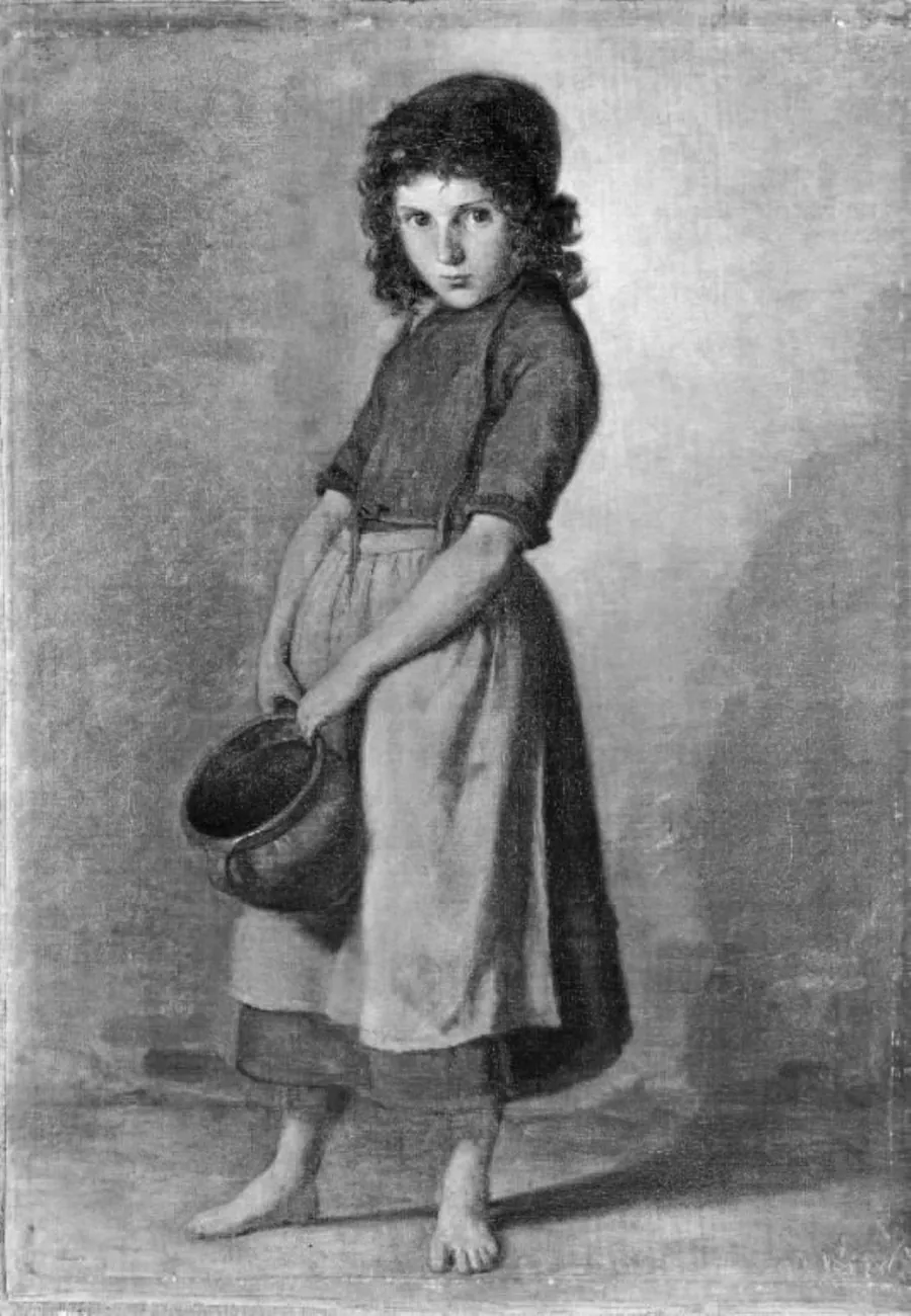 En lille pige med en krukke by L.A. Schou