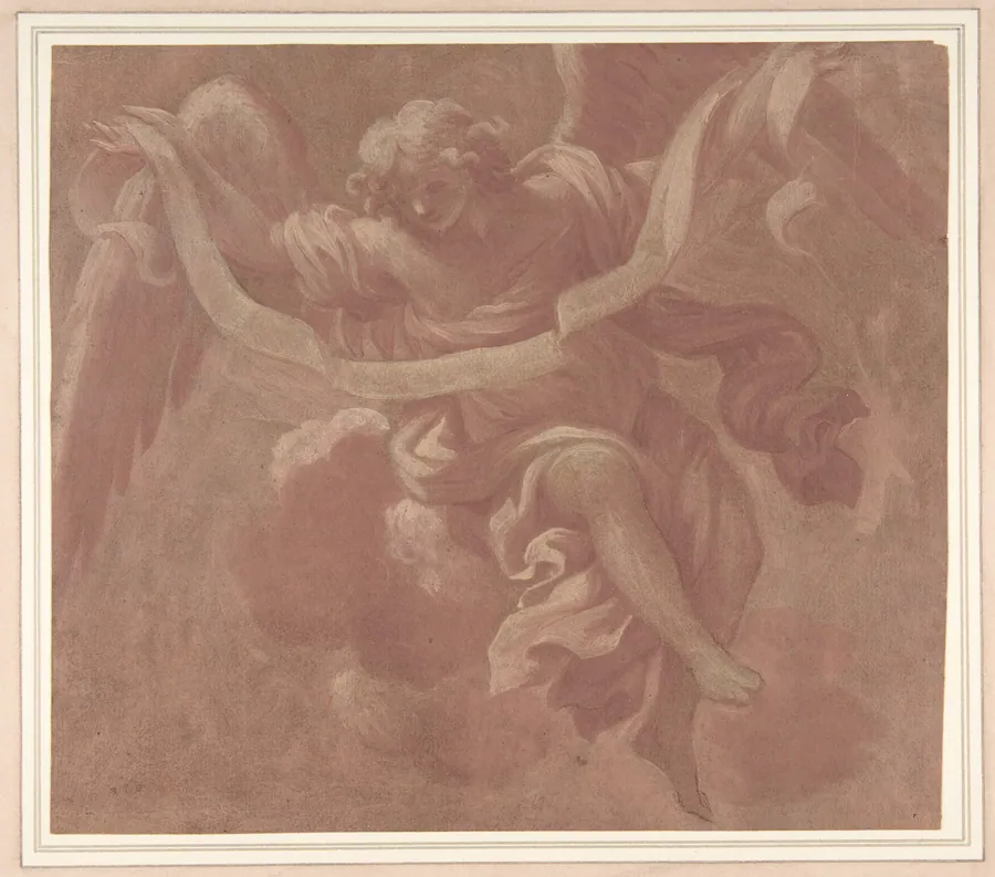 Angel Holding a Banderole by Antonio Franchi (Il Lucchese)