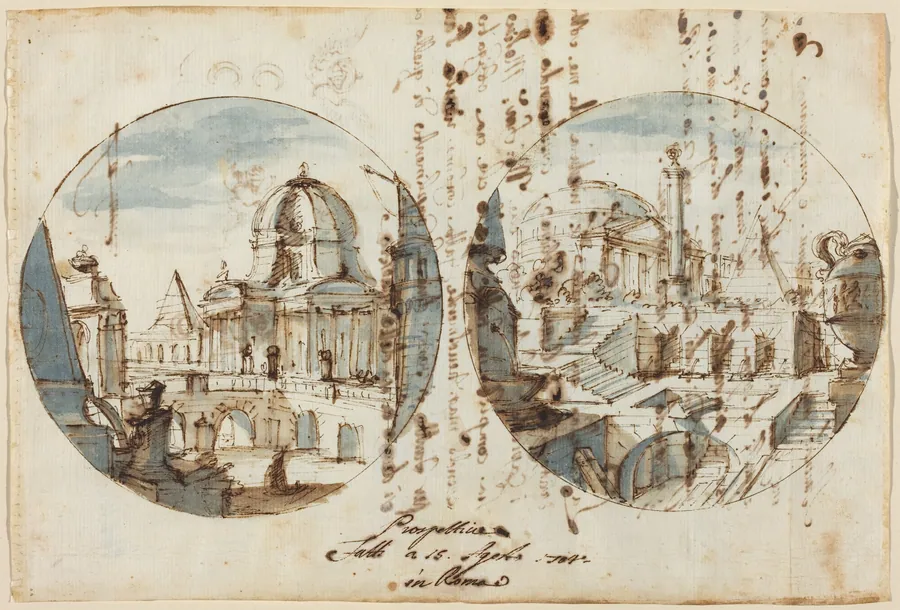 Architectural Fantasies with Temples and Pyramids by Filippo Juvarra