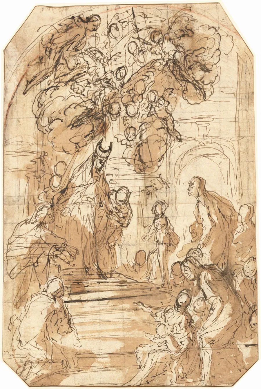 Presentation of the Virgin in the Temple [recto] by Antonio Zanchi
