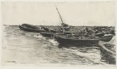 Fishing Boats on the Beach at Étretat