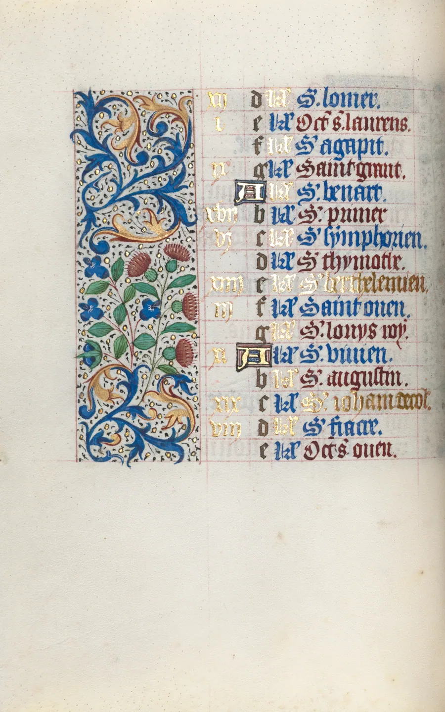 Book of Hours (Use of Rouen): fol. 8v by Master of the Geneva Latini