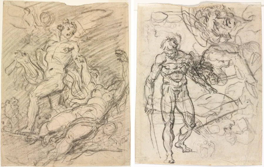 Orpheus and Eurydice (recto); Figure Studies (verso) by Jean-Honoré Fragonard