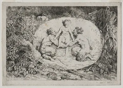 Bacchanales: Nymph Supported by Two Satyrs