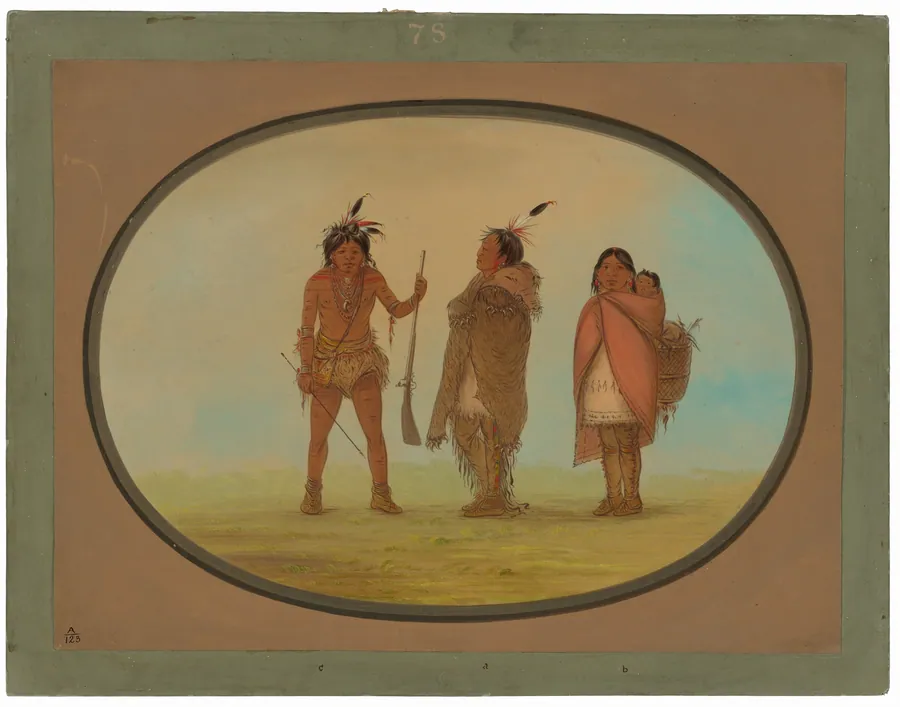Arapaho Chief, His Wife, and a Warrior by George Catlin