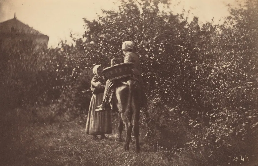 Two Women with Donkey by Auguste Giraudon's Artist