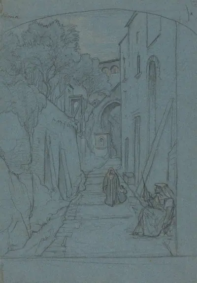 View up a Street in Sorrento [verso]