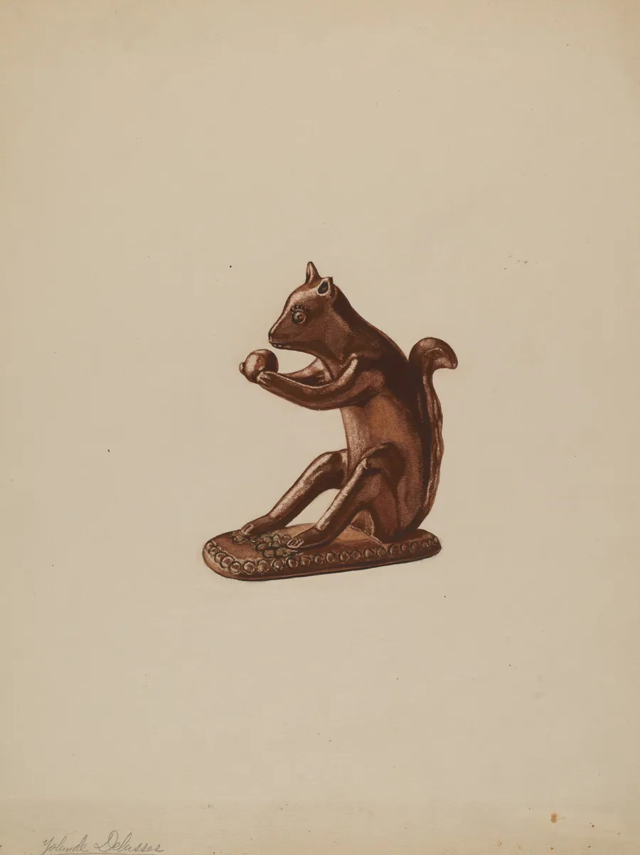Squirrel Statuette by Yolande Delasser