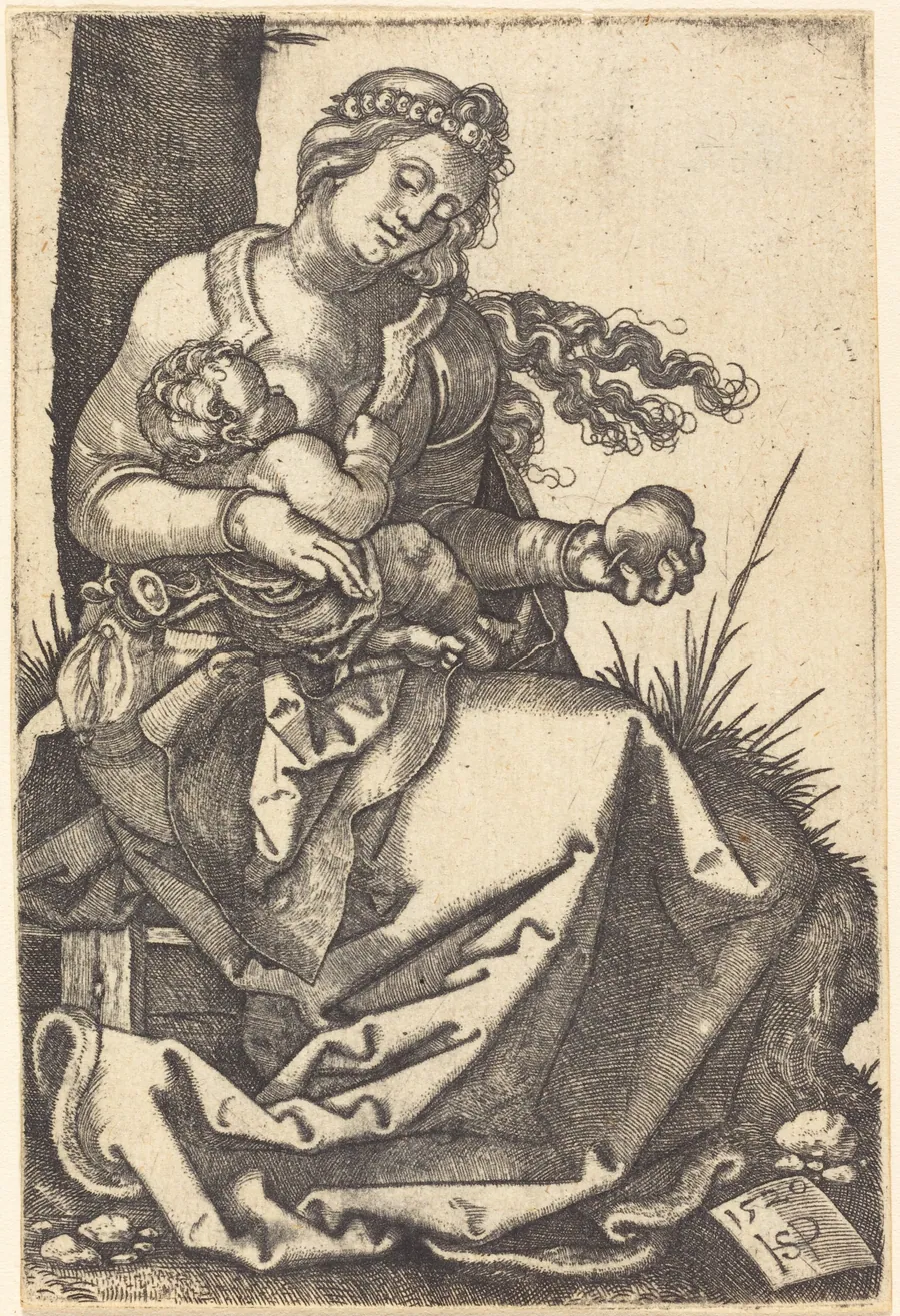 The Virgin, Holding a Pear, with the Child by Sebald Beham