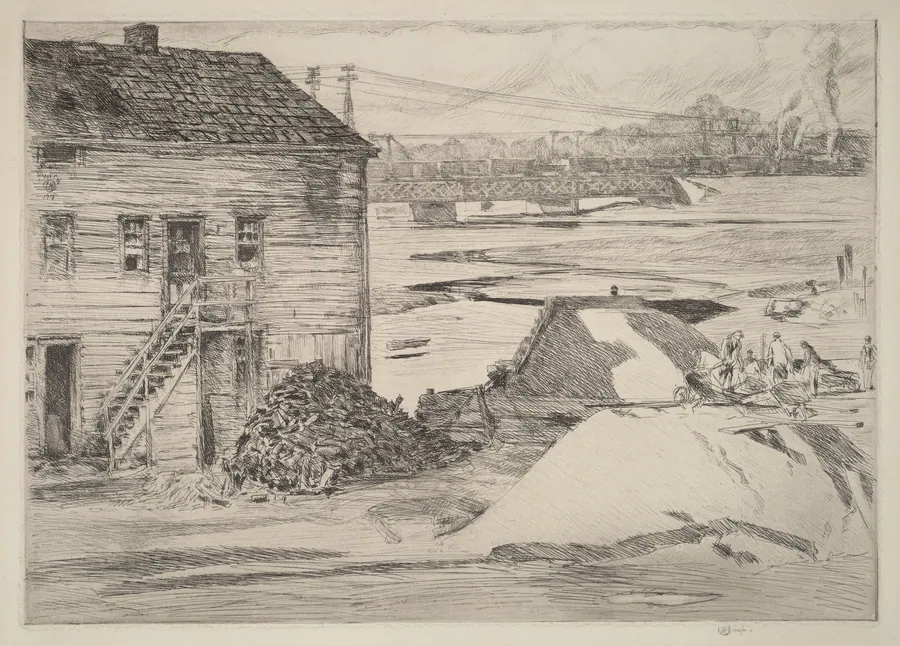 Low Tide, Cos Cob Bridge by Childe Hassam