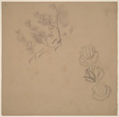 Study for a Border Design with a Sketch of a Tree