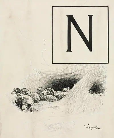 Inital N for Chapter L from "Lorna Doone"