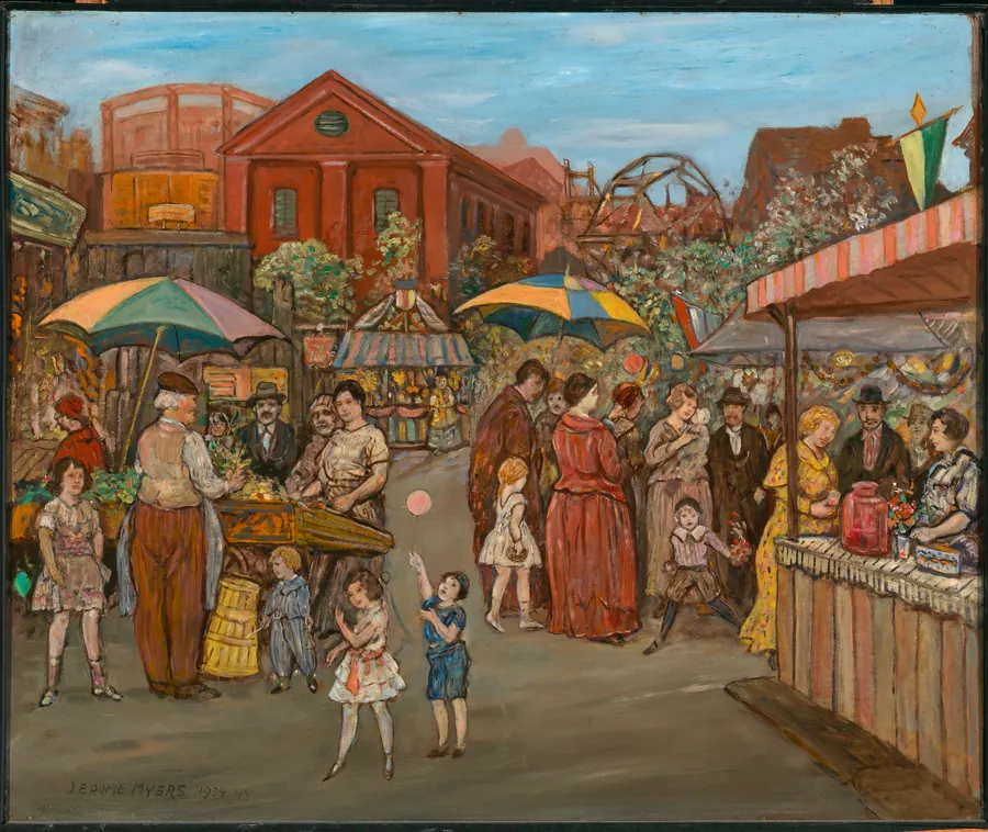 Italians in Jefferson Park by Jerome Myers, born Petersburg, VA 1867-died New York City 1940