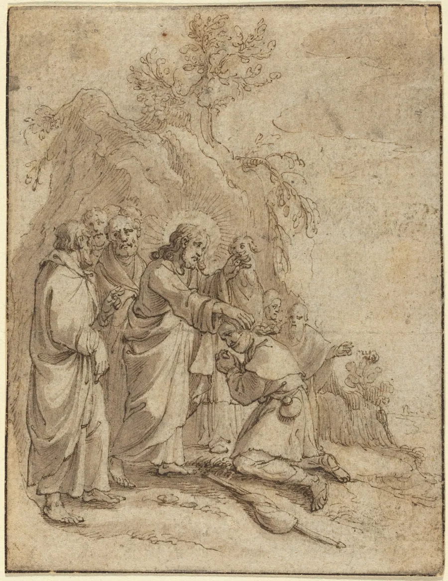 Christ Healing the Leper by Pieter de Jode I