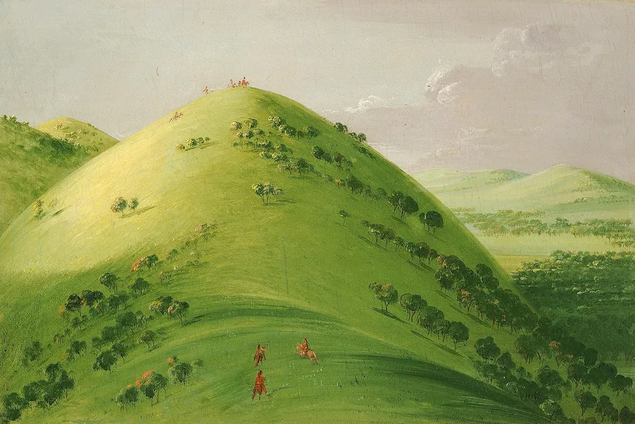 Beautiful Prairie Bluffs, Upper Mississippi by George Catlin, born Wilkes-Barre, PA 1796-died Jersey City, NJ 1872