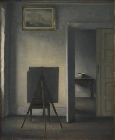 Interiør med kunstnerens staffeli
