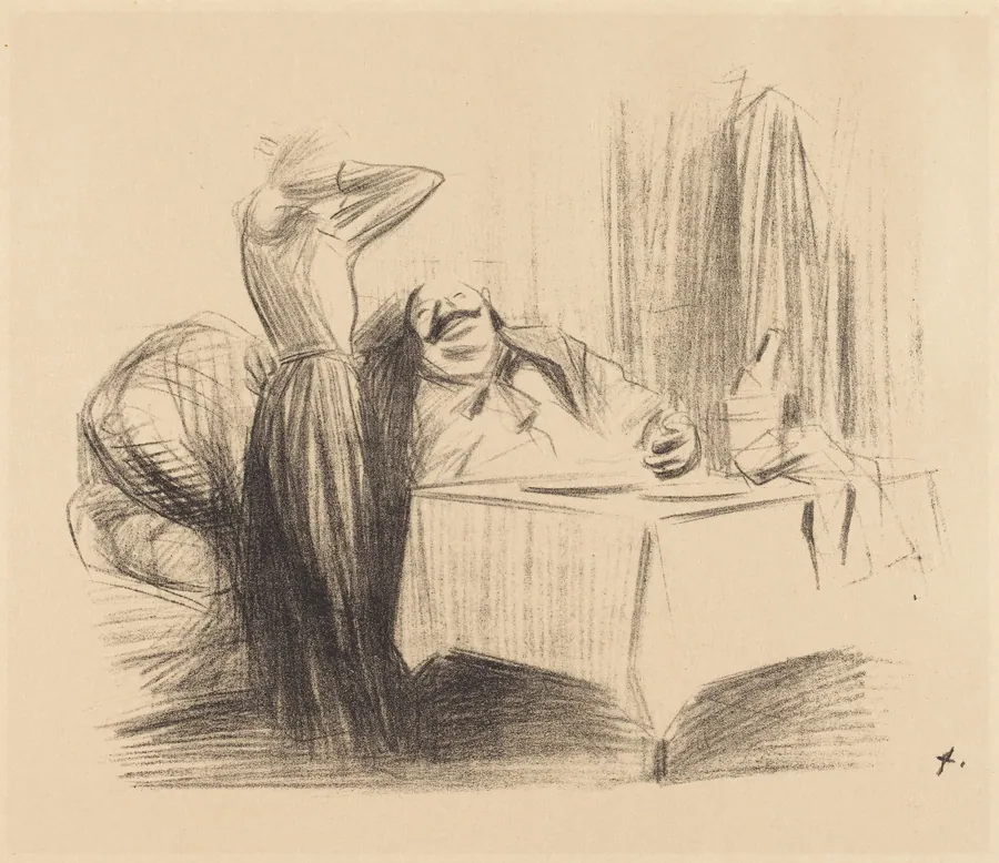 Scène de cabinet particulier (planche en largeur) (Scene in a Private Room) (horizontal plate) by Jean-Louis Forain