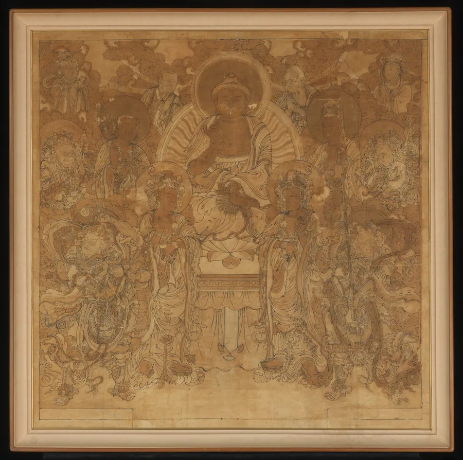 극락에서 설법하는 아미타불	조선|阿彌陀極樂會圖  朝鮮|Amitabha Buddha’s assembly in the Western Paradise by Unidentified artist