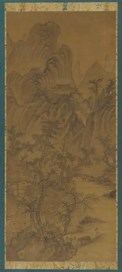 Landscape with farm buildings and figures