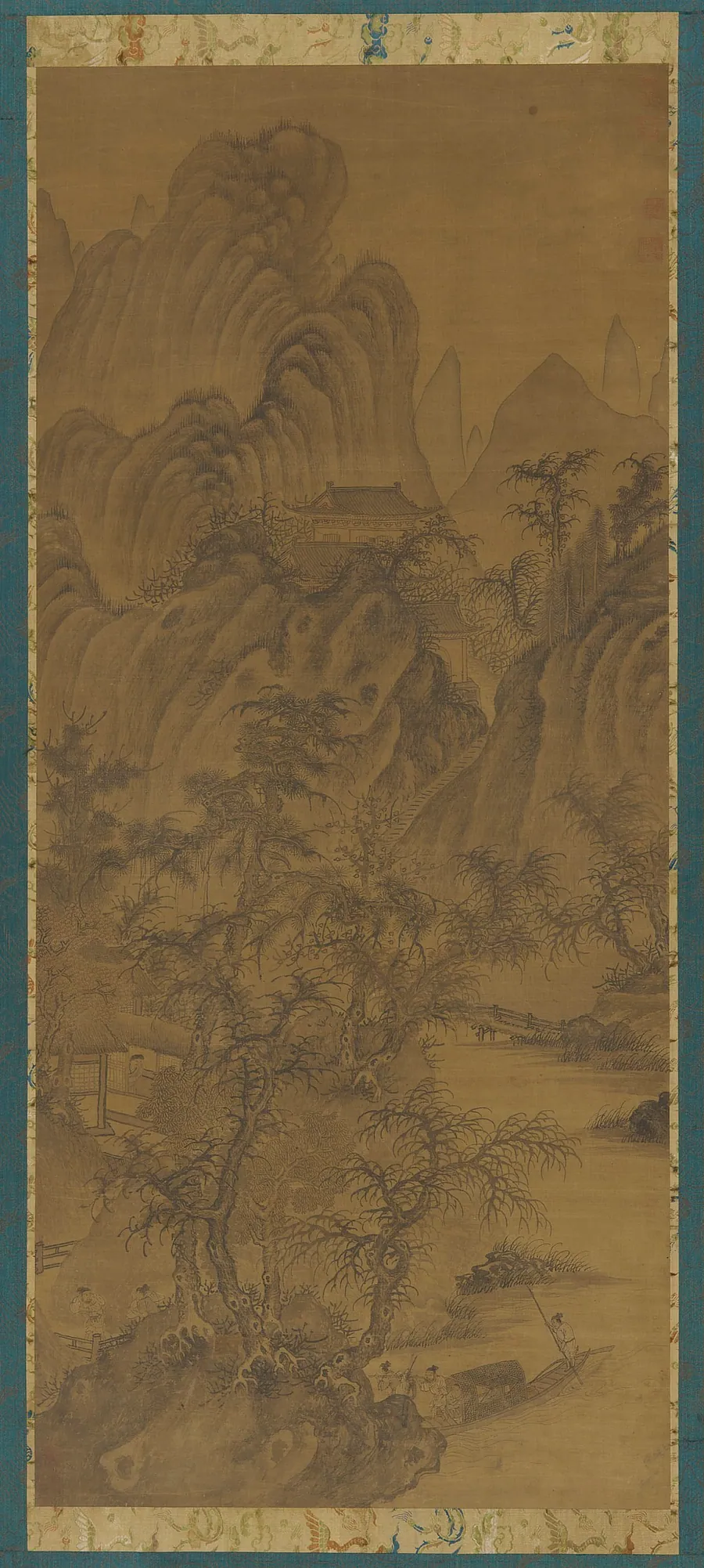 Landscape with farm buildings and figures by Formerly attributed to Guo Xi (傳)郭熙 (ca. 1001-1090)