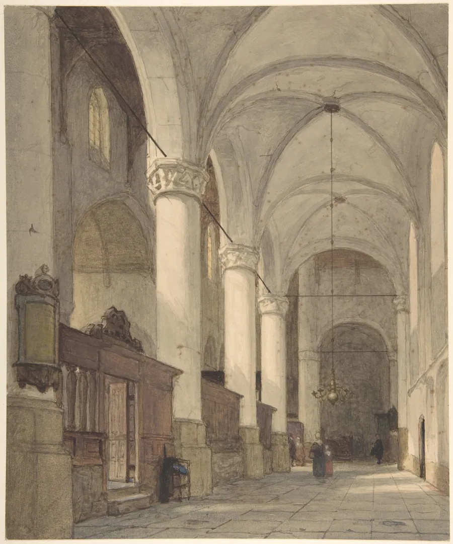 Vaulted Side Aisle of a Church, with Figures by Johannes Bosboom