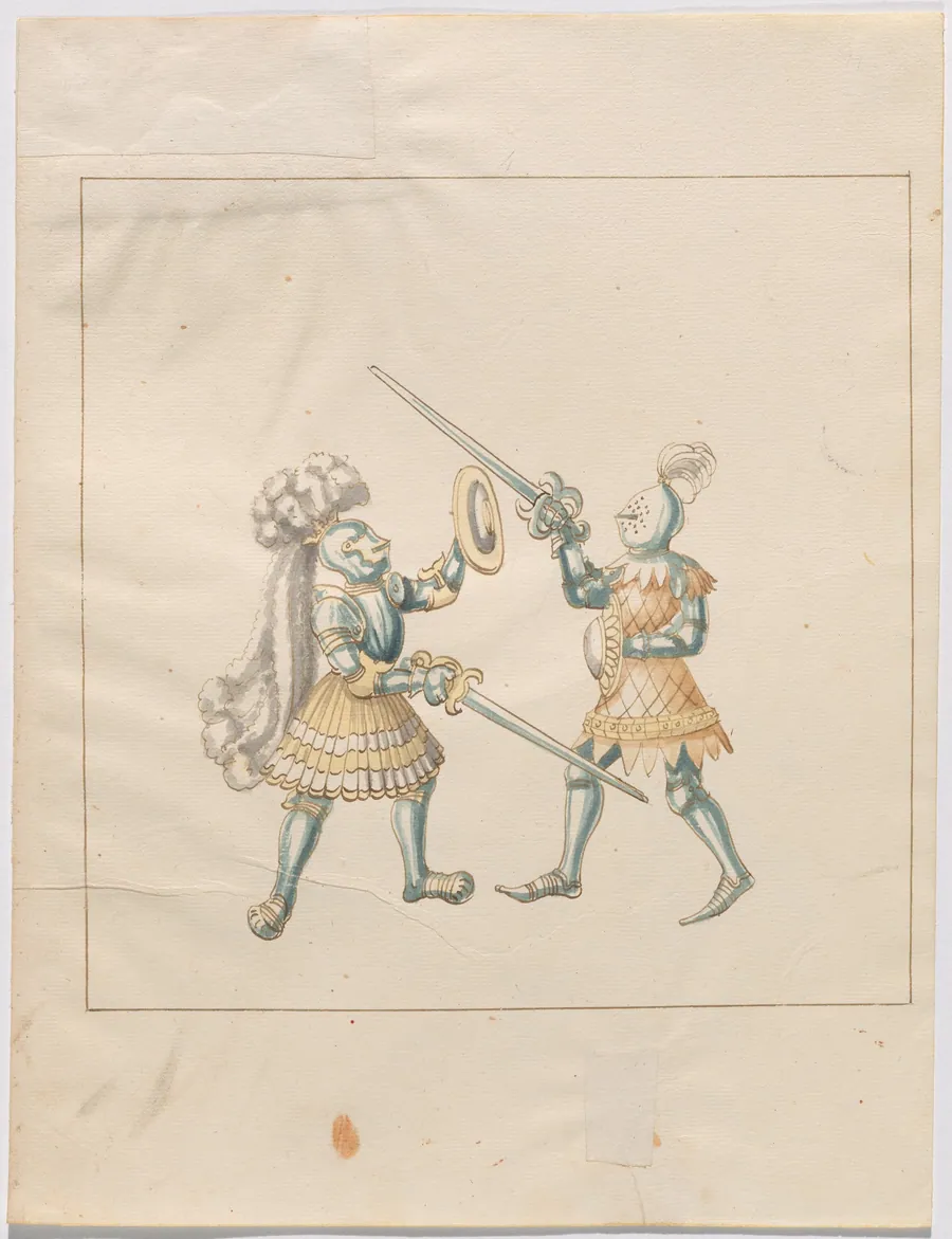 Foot Combat with Swords and Buckler Shields by German 16th Century